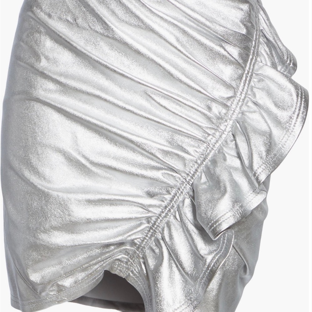 A.L.C. Silver Leather Mini Skirt Size 8